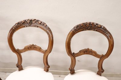 Chaises de Salle à Manger en Noyer Sculpté, Milieu du XIXe Siècle