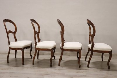 Chaises de Salle à Manger en Noyer Sculpté, Milieu du XIXe Siècle