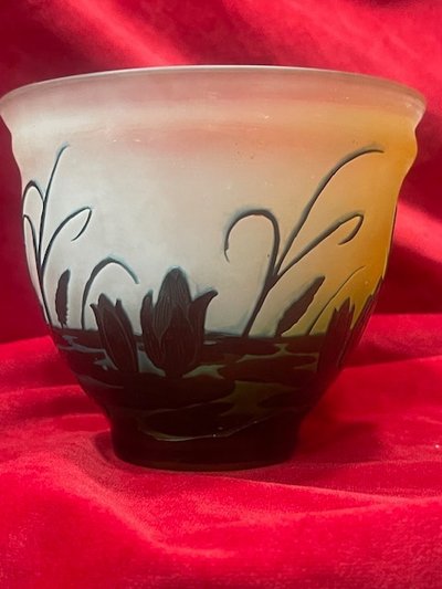 Vaso a ciotola Emile Gallé Water Lily Design Art Nouveau Ecole De Nancy