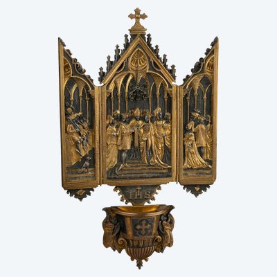 Retable de dévotion privée en bronze, XIXe siècle 