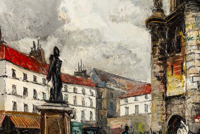 Franck Will (1900-1951) Place de la Grosse Horloge à La Rochelle oil on canvas circa 1925-1930