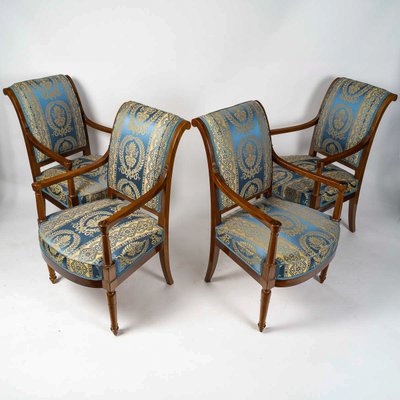 Georges Jacob Master in 1765 Four mahogany armchairs from the Directoire period circa 1795-1799