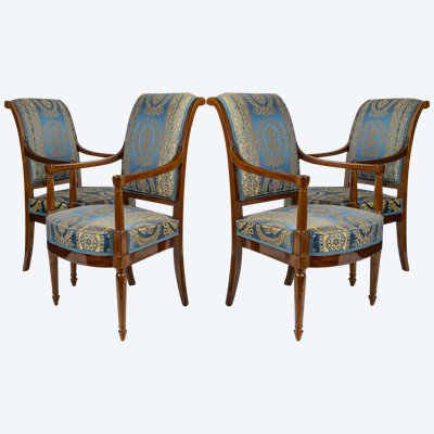 Georges Jacob Master in 1765 Four mahogany armchairs from the Directoire period circa 1795-1799