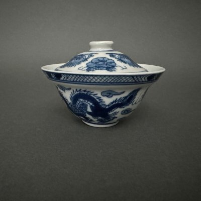 Porcelain bowl with cover China dragon design late 19th century