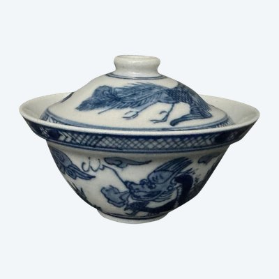 Porcelain bowl with cover China dragon design late 19th century