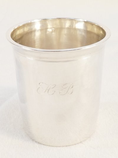 Timbale en ARGENT MASSIF d'epoque 19eme monogramme H.B