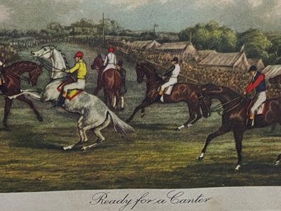 English engraving 19th century Ready for a canter Equitation horse racing horse