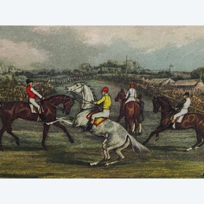 English engraving 19th century Ready for a canter Equitation horse racing horse