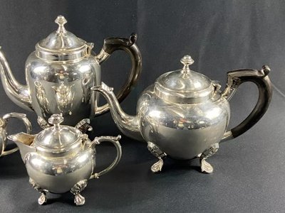 Silver-plated tea set Coffee pot teapot milk jug sugar bowl Restoration