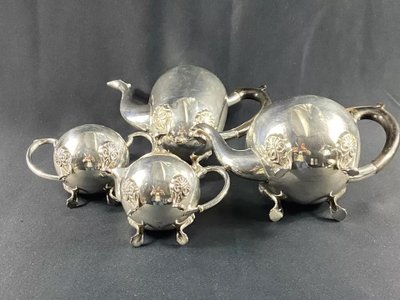 Silver-plated tea set Coffee pot teapot milk jug sugar bowl Restoration