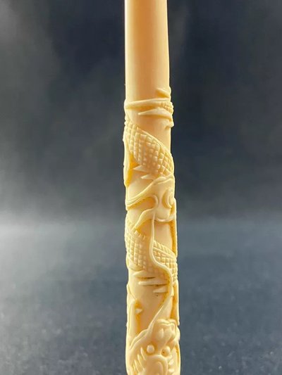 Cigarette smoker richly carved dragon design China Indochina Far East