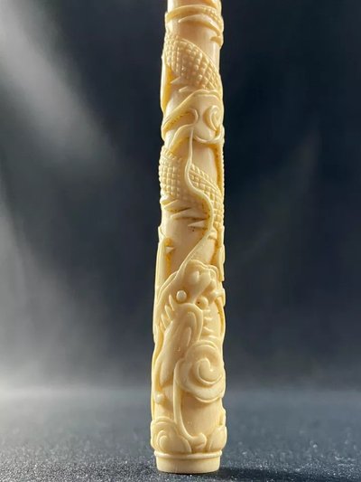 Cigarette smoker richly carved dragon design China Indochina Far East