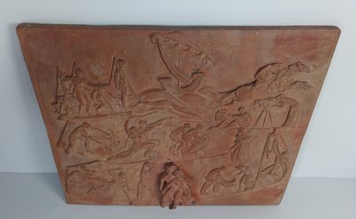 Pascal Boureille (1909-1999) Art Deco panel carved in terracotta