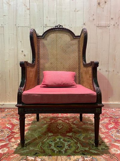 Bergère - Fauteuil  style Louis XVI  en cannage  