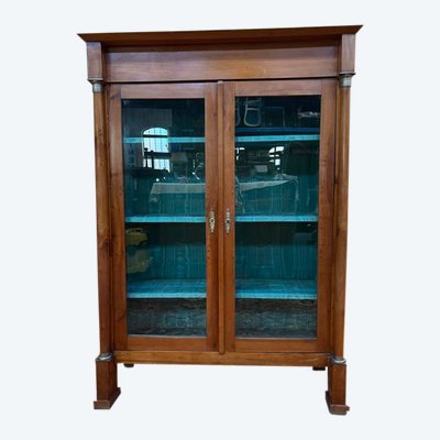 Empire style bookcase/display cabinet in cherry wood.