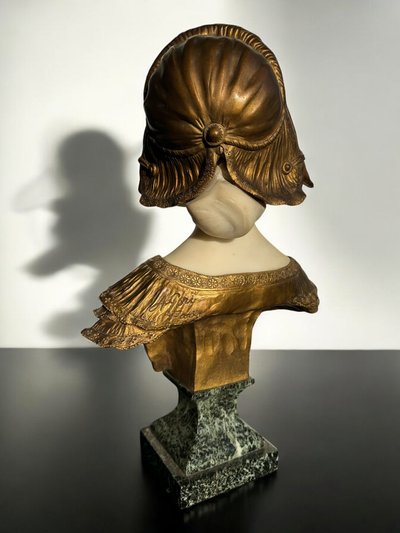 Marble and bronze bust signed Gory