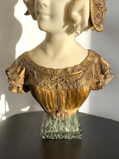 Marble and bronze bust signed Gory