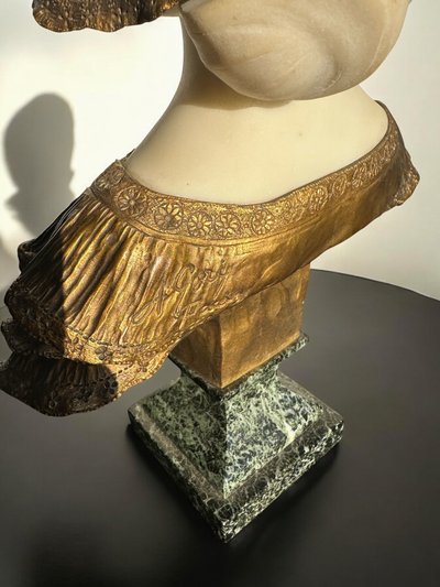 Marble and bronze bust signed Gory