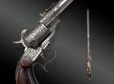 Revolver Carabine LEFAUCHEUX Engraved by CARON AQer. Of the Emperor. France, 19th century - circa 1860