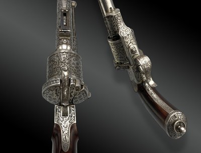 Revolver Carabine LEFAUCHEUX Engraved by CARON AQer. Of the Emperor. France, 19th century - circa 1860