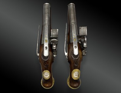 PAIR OF FLINT PISTOLS, miquelet locks, signed VANET Spain - 18th century