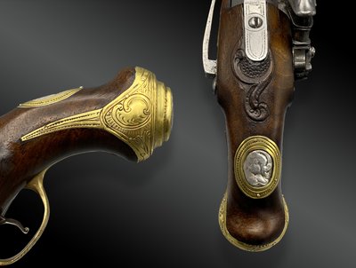 PAIR OF FLINT PISTOLS, miquelet locks, signed VANET Spain - 18th century