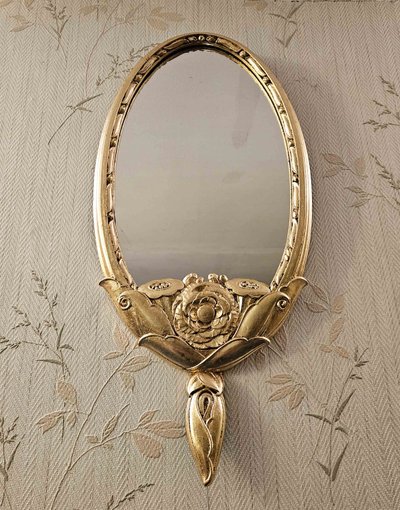 1925 Art Deco Gilded Metal Leaf Mirror