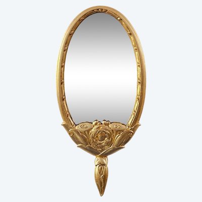 1925 Art Deco Gilded Metal Leaf Mirror