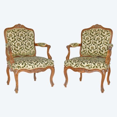 Pair of Louis XV cabriolet armchairs