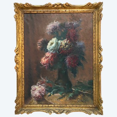 Olio su tela Bouquet di fiori di Jeanne Prin XX secolo