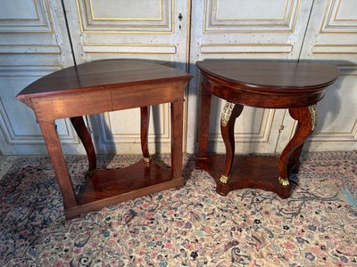 Pair of Napoleon 1 st mahogany and bronze consoles