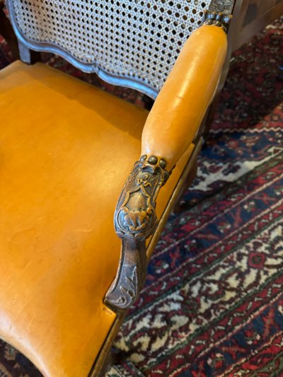 Pair of Louis XV cane armchairs in walnut