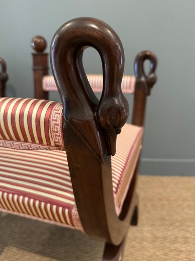 Rare pair of large Empire-Consulate period curved stools.