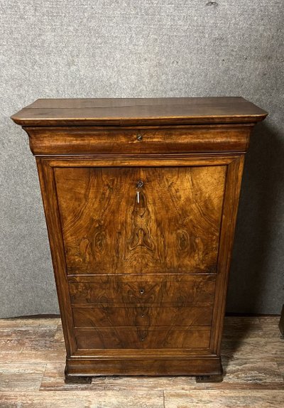 Louis Philippe period double-cradle walnut secretary circa 1830