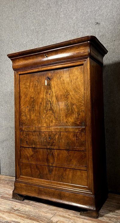 Louis Philippe period double-cradle walnut secretary circa 1830