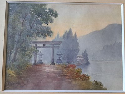 Keiko , Temple Japonais , Aquarelle , XX°.