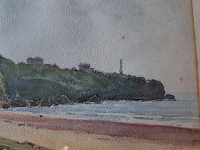 Henri d'Hauterive, Le Phare De Biarritz , Basque Country , Watercolor , XXth Century .