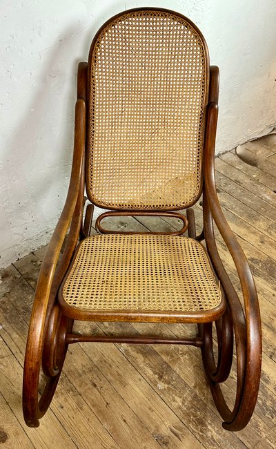 Thonet rocking chair in bentwood and cane 1900s