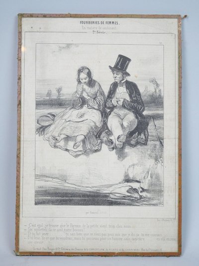 Täuschung einer Frau – in Gefühlsfragen, Paul Gavarni, ca. 1841, Gravur in Schwarz