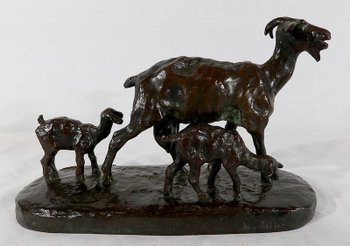  Bronze "Goat and its kids" by A.Bitter - 1st part of the 20th century