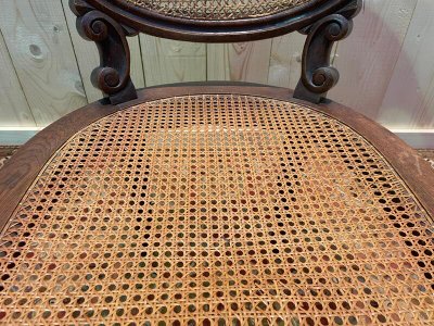 Napoleon III office chair in oak and cane