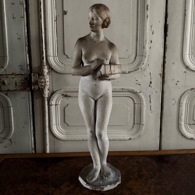 Statue plâtre d'atelier par Charles Filleul sujet féminin au coffret XXe