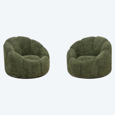 Pair of armchairs in bouclette fabric. Contemporary. LS62021908P