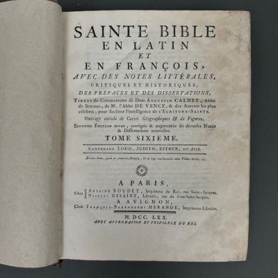 Books Holy Bible in Latin and French Paris 1767