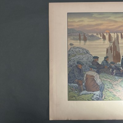 Lithograph by Henri Rivière In the Wind of Noroît - The Old Ones