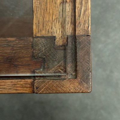 1970s coffee table in oak and glass top, French work