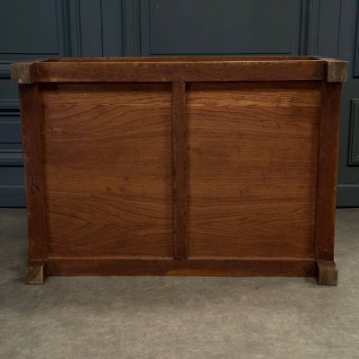 1970s coffee table in oak and glass top, French work