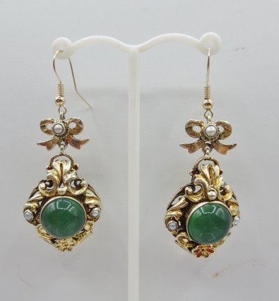 Silver gilt earrings, 19th century.