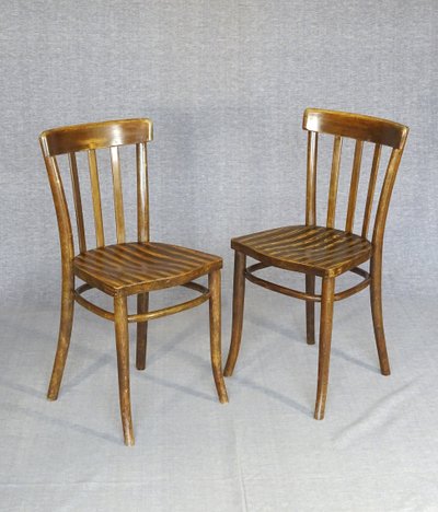 Set of 5 Thonet chairs No. A417 from 1937, laminated wood seat, Art Deco period