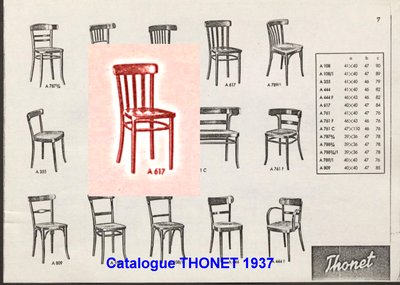 Set of 5 Thonet chairs No. A417 from 1937, laminated wood seat, Art Deco period